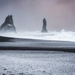 Islande, mer, hiver, neige, paysage